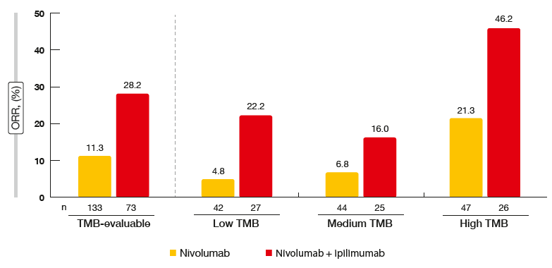 Figure 1: CheckMate 032: response rates according to tumour mutation burden