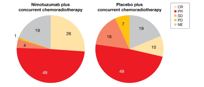 Figure 2: Response rate in both study arms of the phase III NXCEL1311 study.